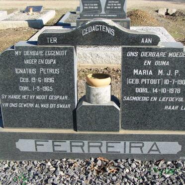FERREIRA Ignatius  Petrus 1896-1965 &amp; Maria M.J.P. PITOUT 1909-1978