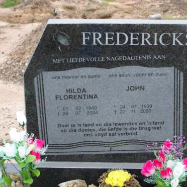 FREDERICKS  John 1939-2000 &amp; Hilda Florentina 1940- 2004