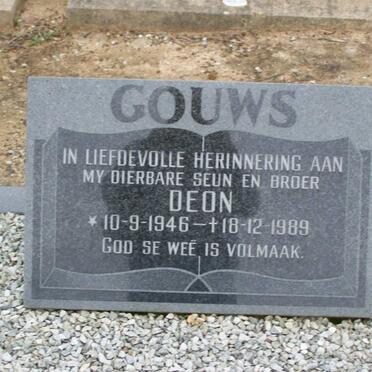 GOUWS  Deon 1946-1989