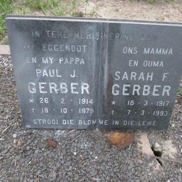 GERBER Paul J. 1914-1979 & Sarah F. 1917-1993