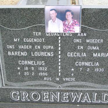 GROENEWALD Barend Lourens Cornelius 1922-1996 &amp; Cornelia 1930-