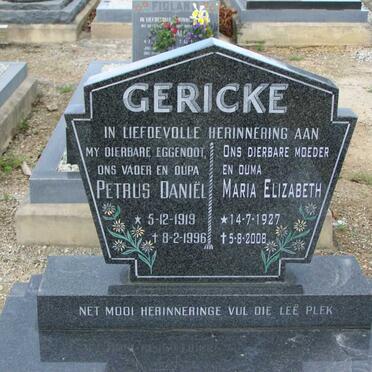 GERICKE Petrus Daniel 1919-1996 &amp; Maria Elizabeth 1927-2008