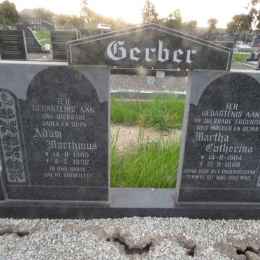 GERBER Adam Marthinus 1905-1992 &amp; Martha Catherina 1904-1988