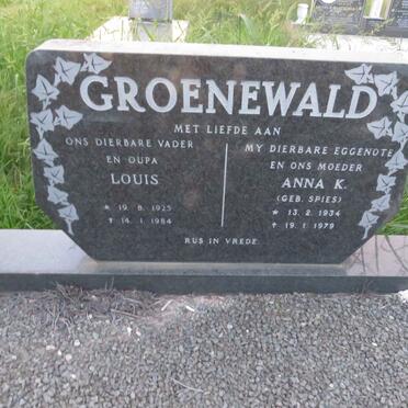 GROENEWALD Louis 1925-1984 & Anna K. SPIES 1934-1979