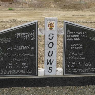 GOUWS Daniel Marthinus Gerhardus 1932-2004 & Susarah Magdalena 1931-2004