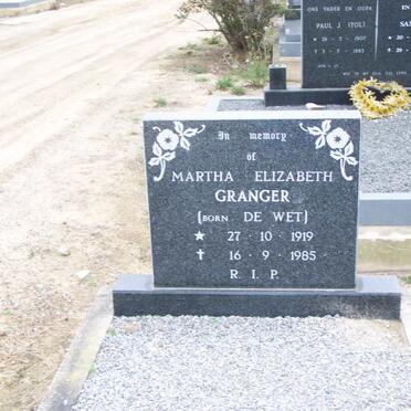 GRANGER Martha Elizabeth nee de WET 1919-1985