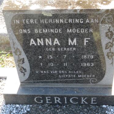 GERICKE Anna M.F. nee GERBER 1879-1963