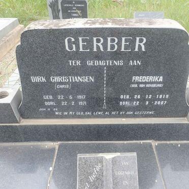 GERBER Dirk Christiansen 1917-1971 & Frederika VAN RENSBURG 1919-2007