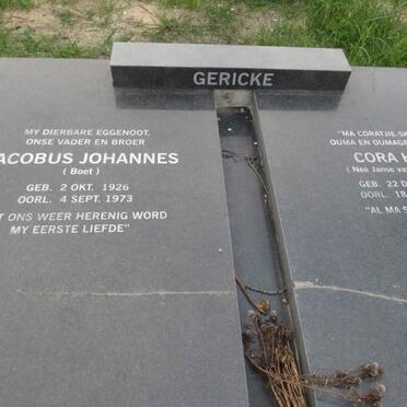 GERICKE Jacobus Johannes 1926-1973 &amp; Cora H.F. JANSE VAN VUUREN 1930-2015