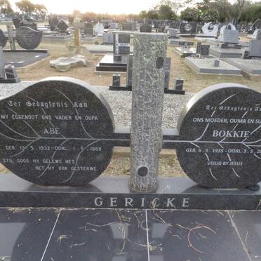 GERICKE Abé 1932-1989 &amp; Bokkie 1935-2014