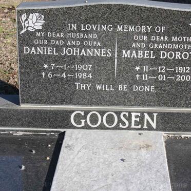 GOOSEN Daniel Johannes 1907-1984 &amp; Mabel Dorothy 1912-2008