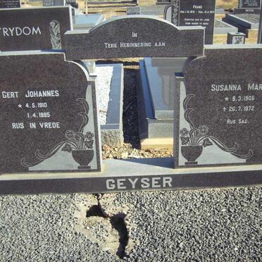 GEYSER Gert Johannes 1910-1995 &amp; Susanna Maria 1905-1972