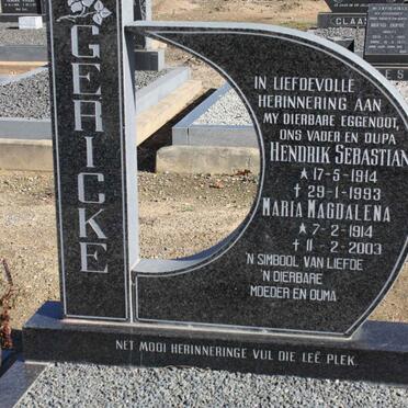 GERICKE Hendrik Sebastian 1914-1993 &amp; Maria Magdalena 1914-2003