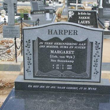 HARPER Margaret formerly STEENKAMP nee VAN WYK 1918-1997