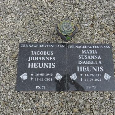 HEUNIS Jacobus Johannes 1940-2021 &amp; Maria Susanna Isabella 1941-2022