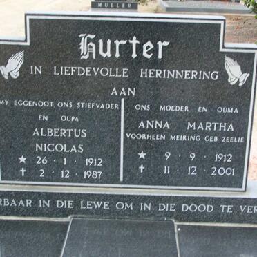 HURTER Albertus Nicolas 1912-1987 &amp; Anna Martha MEIRING 1912-2001
