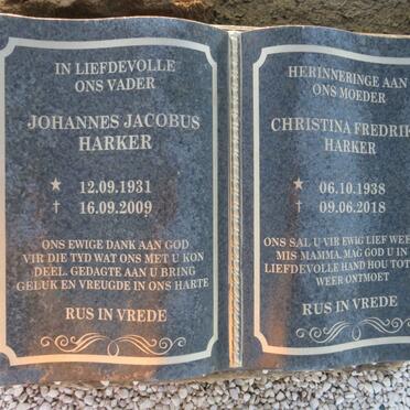 HARKER Johannes Jacobus 1931-2009 & Christina Fredrika 1938-2018