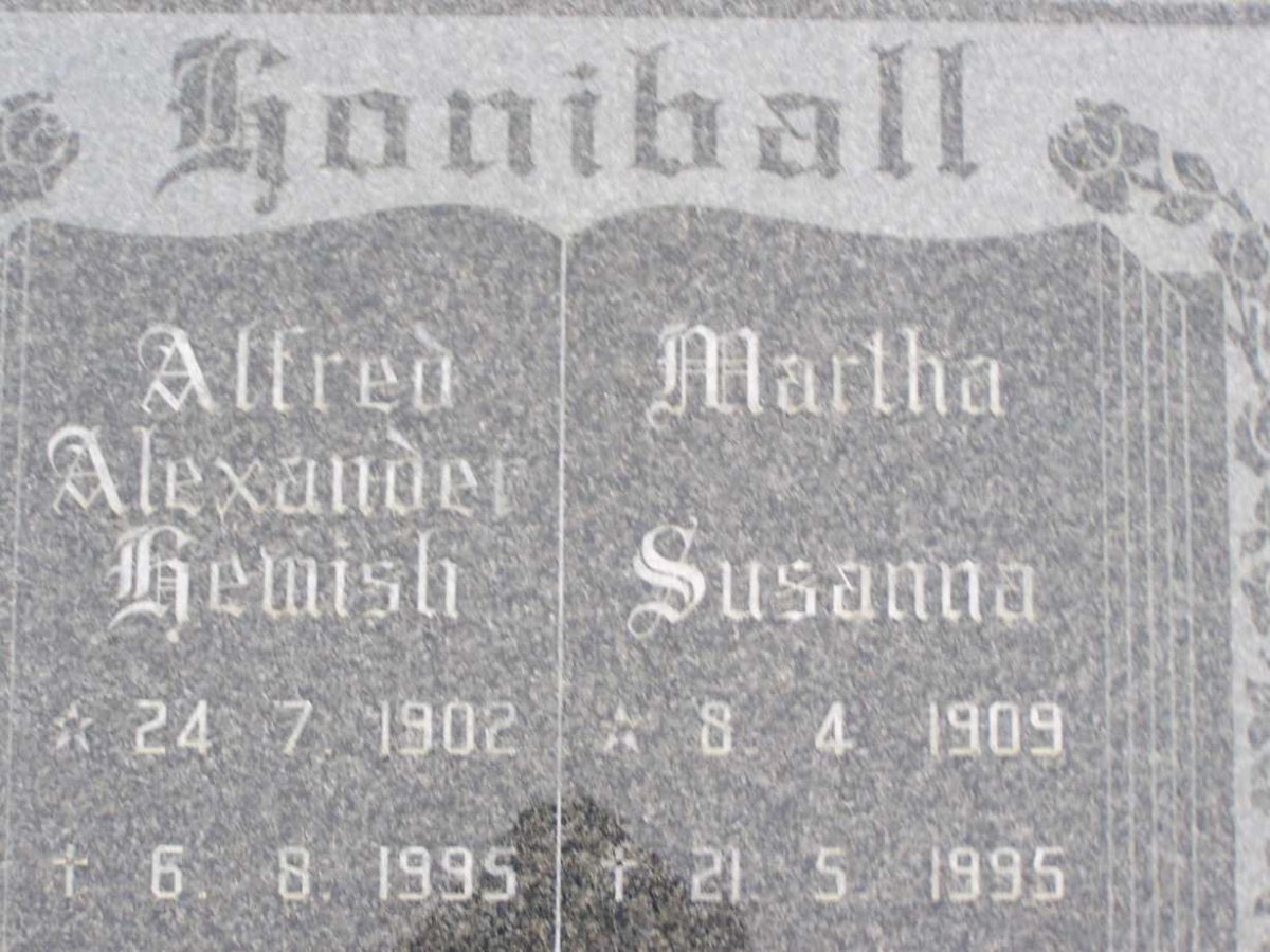 HONIBALL Alfred  Alexander Hewish 1902-1995 &amp; Martha Susanna 1909-1995