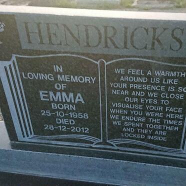 HENDRICKS Emma 1958-2012