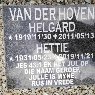 HOVEN Helgard, van der 1919-2011 &amp; Hettie 1931-2019