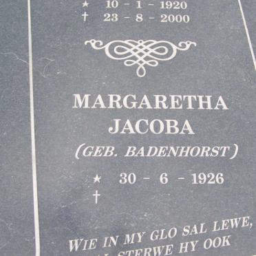 HOEPFNER Tobias Gerhardus 1920-2000 &amp; Margaretha Jacoba BADENHORST 1926-