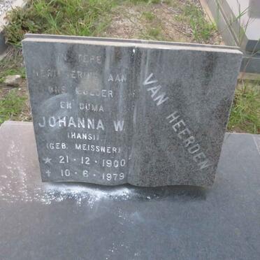 HEERDEN Johanna W., van nee MEISSNER 1900-1979