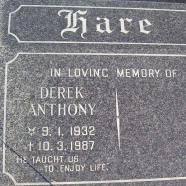 HARE Derek Anthony 1932-1987