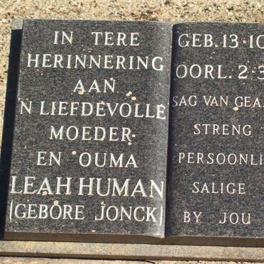 HUMAN Leah nee JONCK 1923-1980