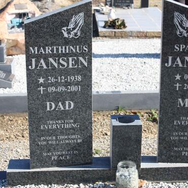 JANSEN Marthinus 1938-2001 &amp; Spansiena 1942-2002