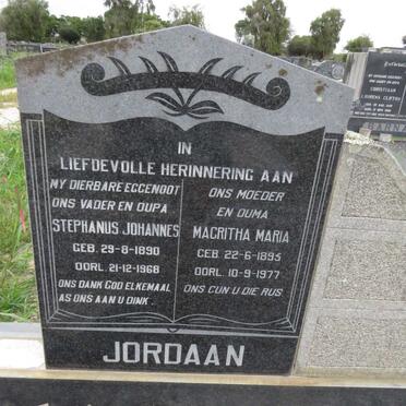 JORDAAN Stephanus Johannes 1890-1968 &amp; Magritha Maria 1895-1977