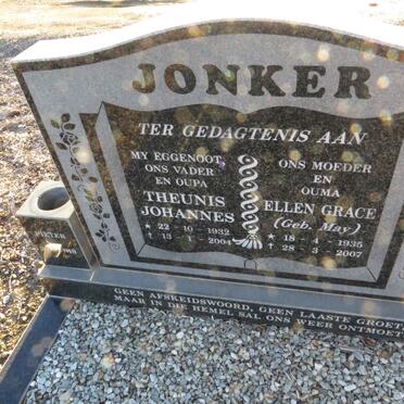 JONKER Theunis Johannes 1932-2004 & Ellen Grace MAY 1935-2007