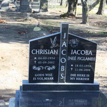 JACOBS Chrisjan 1954-2002 &amp; Jacoba FIGLAND 1958-2008