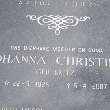 JOUBERT Francois Abraham 1922-1993 &amp; Johanna Christina BRITZ 1925-2007