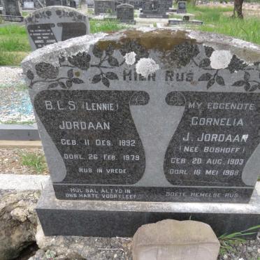 JORDAAN B.L.S. 1892-1979 &amp; Cornelia J. BOSHOFF 1903-1968
