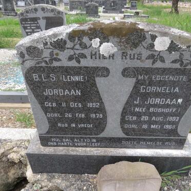 JORDAAN B.L.S. 1892-1979 &amp; Cornelia J. BOSHOFF 1903-1968