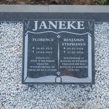 JANEKE Benjamin Stephanus 1918-2016 &amp; Florence 1923-2011