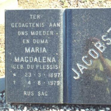 JACOBSZ Maria Magdalena nee DU PLESSIS 1897-1979