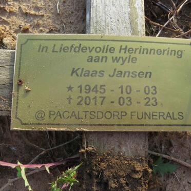 JANSEN Klaas 1945-2017
