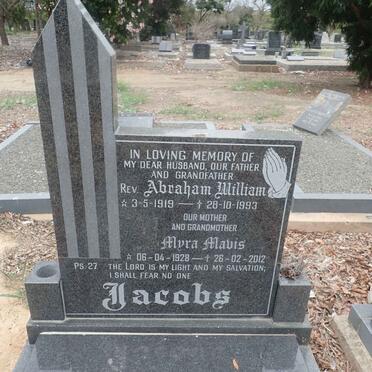 JACOBS Abraham William 1919-1993 & Myra Mavis 1928-2012