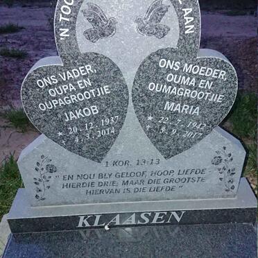 KLAASEN Jakob 1937-2014 & Maria 1942-2017