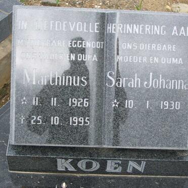 KOEN Marthinus 1926-1995 &amp; Sarah Johanna 1930-