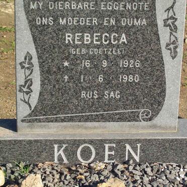 KOEN Rebecca nee COETZEE 1926-1980