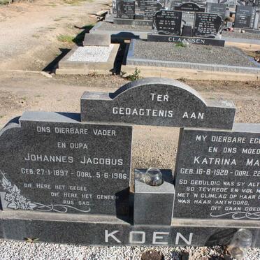KOEN Johannes Jacobus 1897-1986 &amp; Katrina Maude 1920-1970