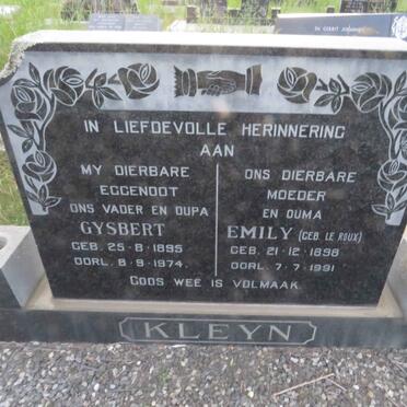 KLEYN Gysbert 1895-1974 & Emily LE ROUX 1898-1991