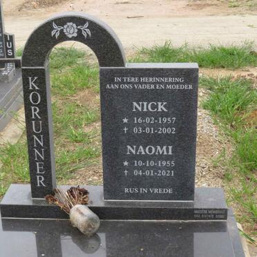 KORUNNER Nick 1957-2002 & Naomi 1955-2021