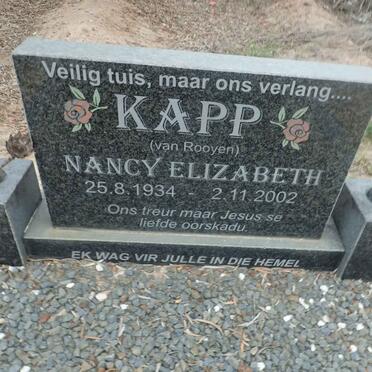 KAPP Nancy Elizabeth nee VAN ROOYEN 1934-2002