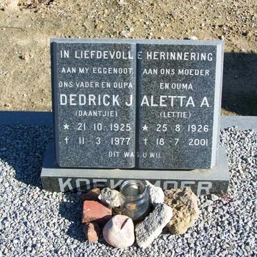 KOEKEMOER Dedrick J. 1925-1977 &amp; Aletta A. 1926-2001