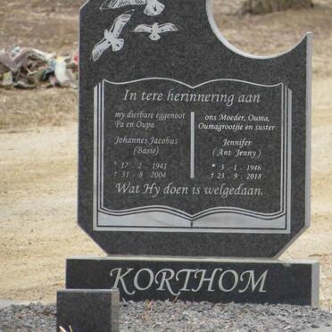 KORTHOM Johannes Jacobus 1941-2004 & Jennifer 1946-2018