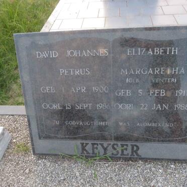 KEYSER David Johannes Petrus 1900-1986 & Elizabeth Margaretha VENTER 1911-1988