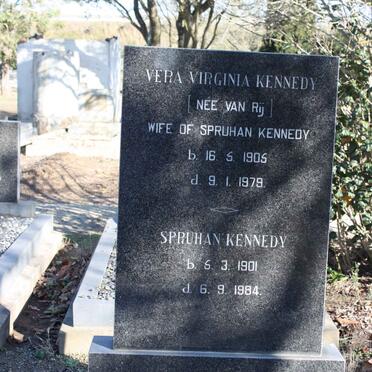 KENNEDY Spruhan 190-1984 &amp; Vera Virginia VAN RIJ 1905-1979